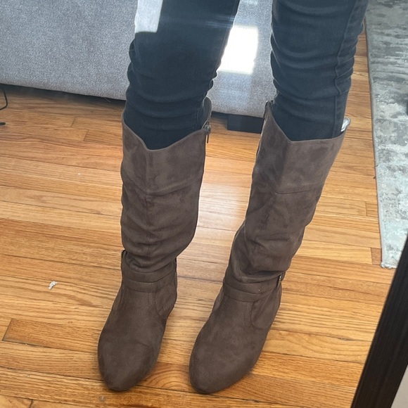 Taupe Suede Buckle Winter Boots - Picture 2 of 5